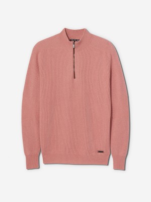 Sun Day Red 3D Knit Cashmere Quarter Zip Lyserød | 49583-RAND