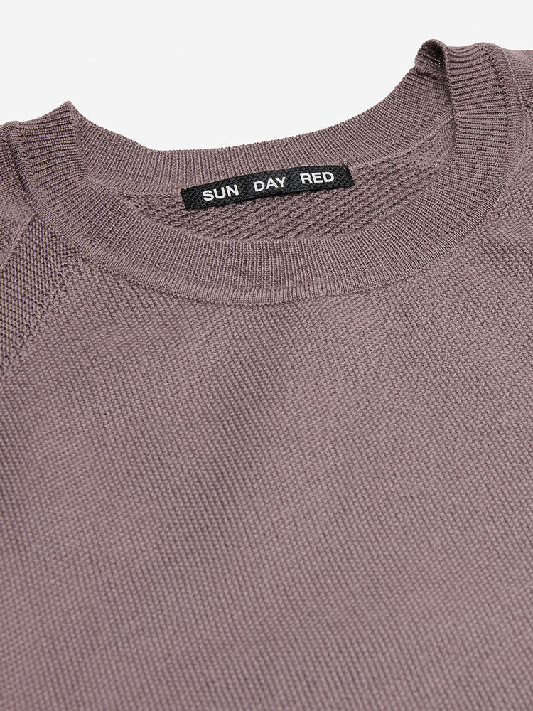 Sun Day Red 3D Knit Cashmere Crew Tyrian | 15784-MRBY