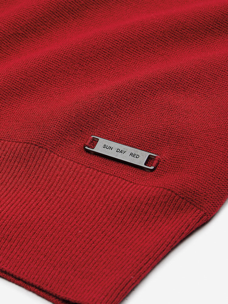 Sun Day Red 3D Knit Lightweight Crew Rød | 39680-WUJE