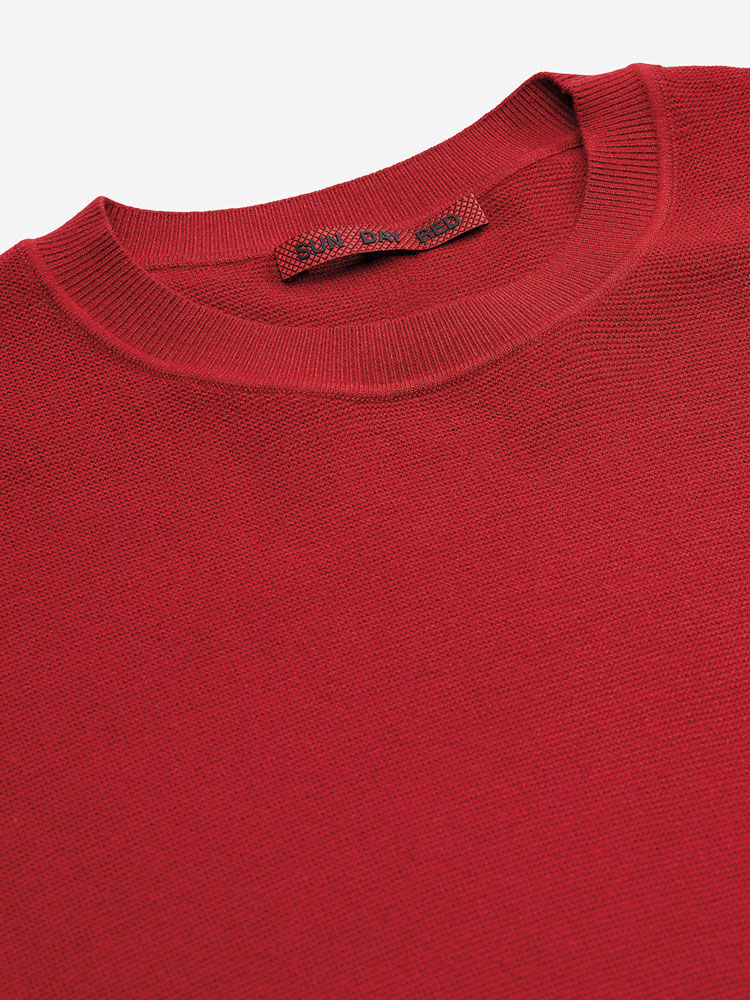 Sun Day Red 3D Knit Lightweight Crew Rød | 39680-WUJE