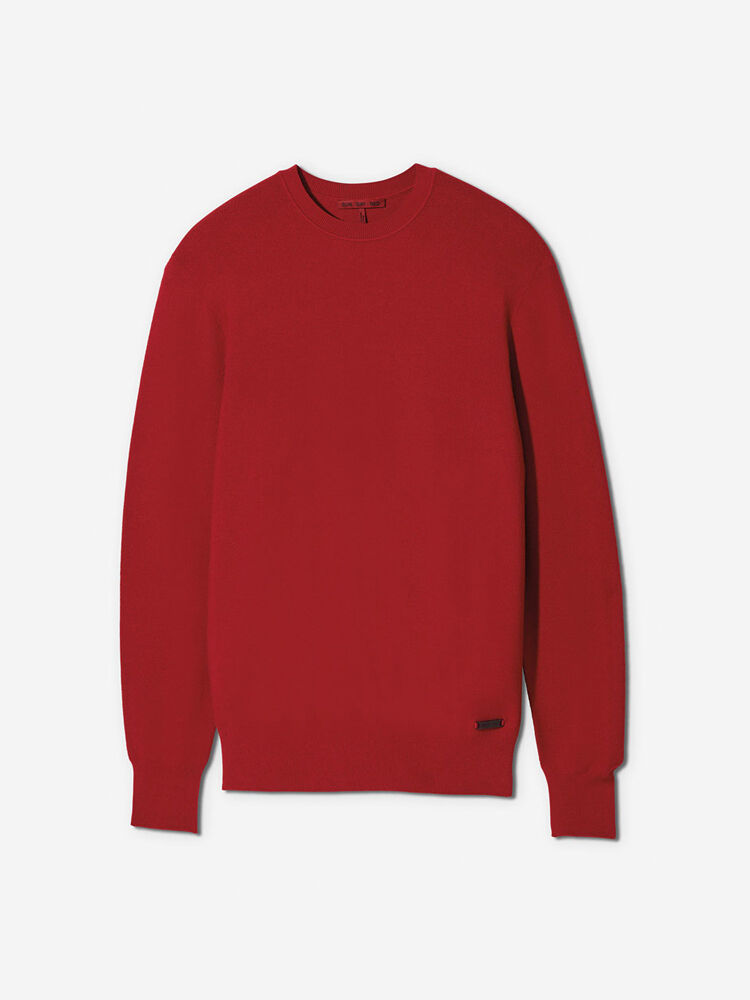 Sun Day Red 3D Knit Lightweight Crew Rød | 39680-WUJE