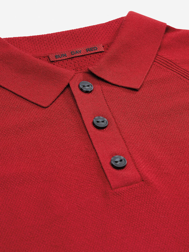 Sun Day Red 3D Knit Polo Rød | 43250-TWQX